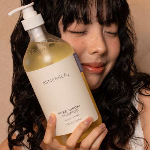 [NINEMILA]나인밀라 퓨어히노끼 샴푸 1000ml 비건 대용량 샴푸 화이트머스크향 1개 + 블랙베리향 1개 세트 (1L*2개)