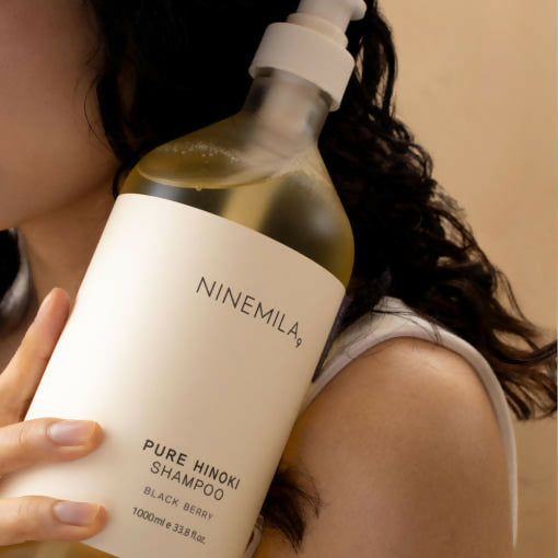 [NINEMILA]나인밀라 퓨어히노끼 샴푸 1000ml 비건 대용량 샴푸 블랙베리향 세트 (1L*2개)