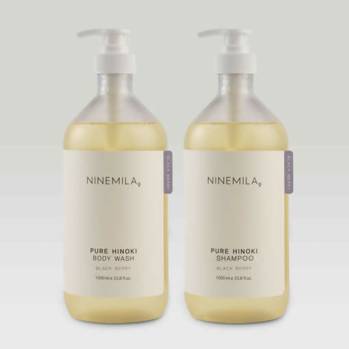 [NINEMILA]나인밀라 퓨어히노끼 바디워시 1000ml 비건 대용량 바디워시 블랙베리향 세트 (1L*2개)