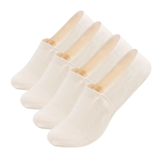 [Daily Sox Studio] 남녀공용 무봉제 실리콘 논슬립 페이크삭스 (베이지 4켤레 세트) Unisex No Show Non Slip Premium Socks (Beige/4 Pack)_Made in Korea
