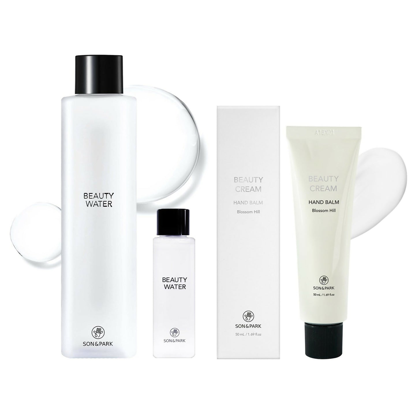 [SON&PARK] 손앤박 뷰티워터 토너 Beauty Water 340ml + 여행용 60ml + 비건 핸드 밤 크림 50ml (BLOSSOM HILL) 세트