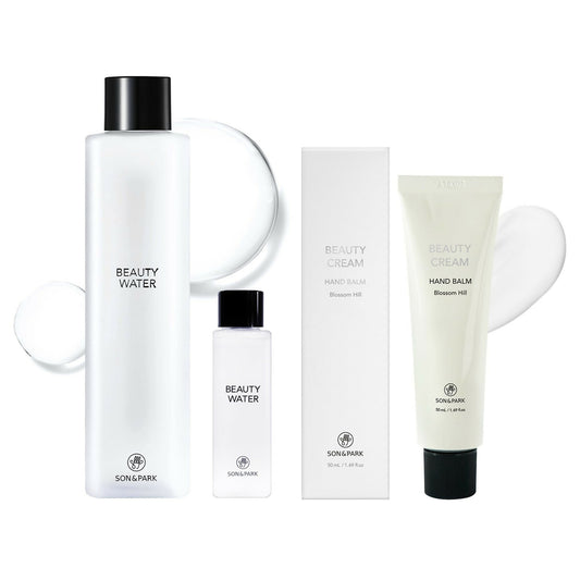 [SON&PARK] 손앤박 뷰티워터 토너 Beauty Water 340ml + 여행용 60ml + 비건 핸드 밤 크림 50ml (BLOSSOM HILL) 세트