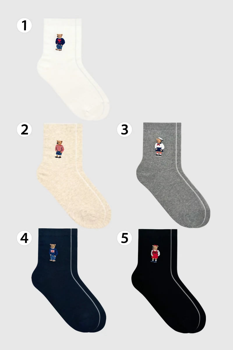 [Daily Sox Studio] 여성 레이디 클래식 크루 양말 (5컬러 세트) W Lady Crew Socks (5 Color Set)_Made in Korea